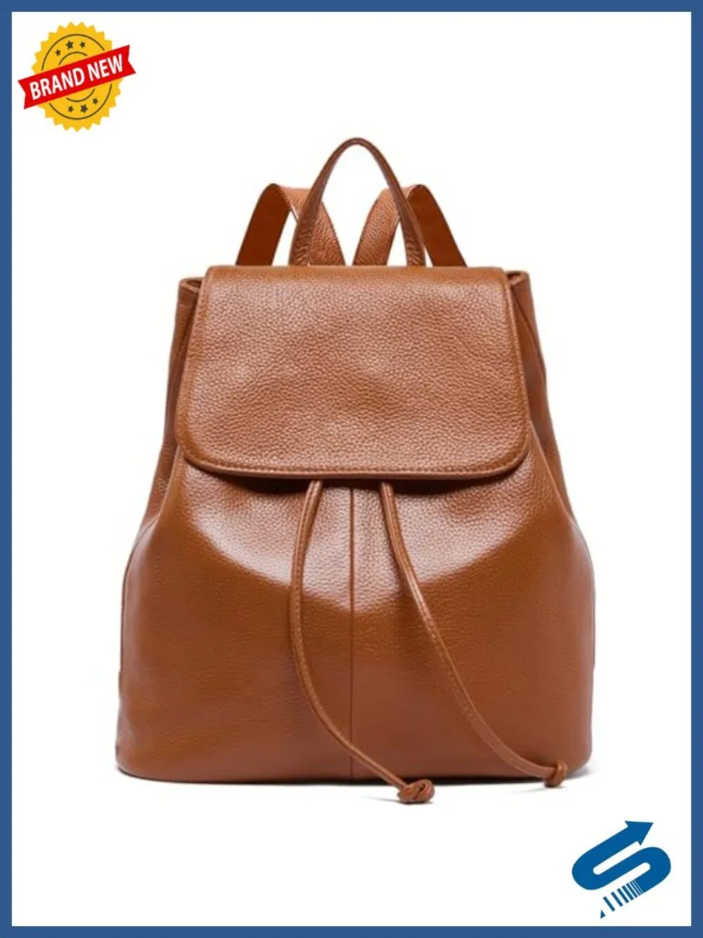 Full-Grain Leather Backpack Purse, Minimal Structured Design, RFID Pocket, Work